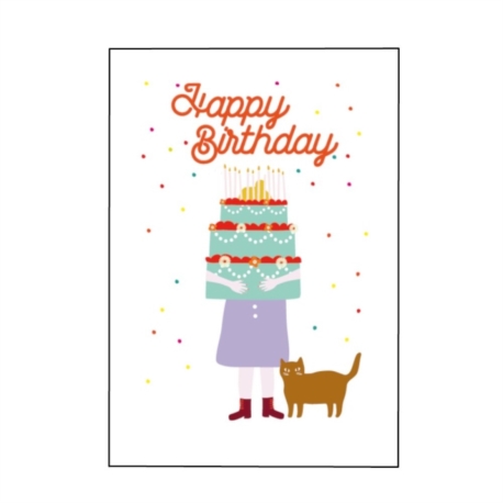 Carte double (+ env) Happy birthday gâteau
