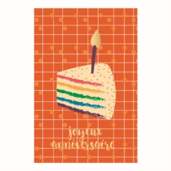 Carte double (+ env) Joyeux anniversaire gâteau bougie
